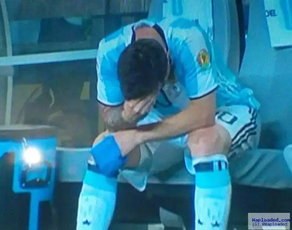 Photos of a heart broken Lionel Messi after his team lost the Copa America Championship